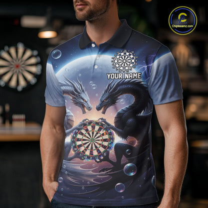 Personalized Dragon Darts Shirt For Men Custom Dragon Darts League Team Jersey Polo & 1/4 Zip TDM4876
