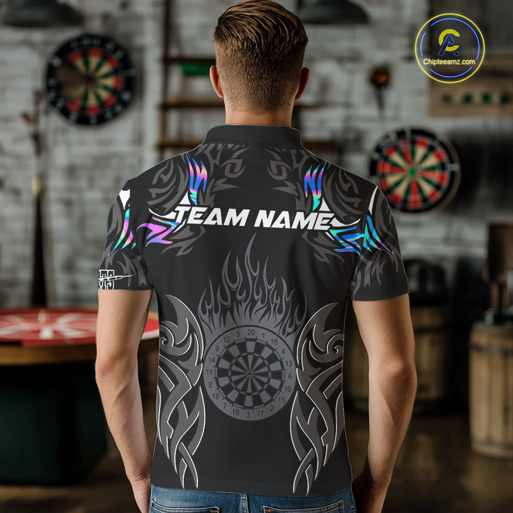 Personalized Darts Tournament Jersey For Men Custom Dartboard Fire Flame Darts Shirts |Holographic TDM5567