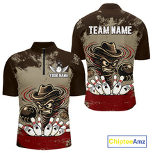 Load image into Gallery viewer, Funny Tornado Grunge Bowling Shirt For Men Custom Bowling Team Jersey Polo &amp; Quarter Zip Shirts TDM6203