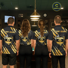 Load image into Gallery viewer, Black And Gold Scratch Billiard Shirts For Women Custom 9 Ball Crown Pool Team Jersey Polo &amp; 1/4 Zip TDM6622