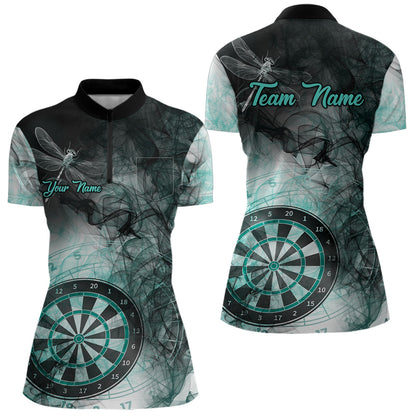 Turquoise Smoke Darts Shirt With Pocket Option For Women Custom Darts Jersey TDM3804