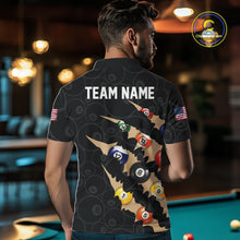 Load image into Gallery viewer, Custom Tan 8 Ball Pool Scratch Billiard Shirt For Men, Black Billiard Team Jersey Polo &amp; 1/4 Zip TDM6438