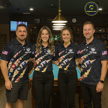 Load image into Gallery viewer, Custom Tan 8 Ball Pool Scratch Billiard Shirt For Men, Black Billiard Team Jersey Polo &amp; 1/4 Zip TDM6438