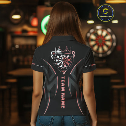 Black And Red Dartboard Crown Dart Shirts For Women Custom Dart Jersey Team Polo & Quarter Zip TDM4091