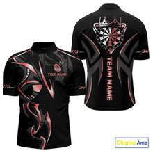 Load image into Gallery viewer, Black And Red Dartboard Crown Dart Shirts For Men Custom Dart Jersey Team Polo &amp; Quarter Zip TDM4091
