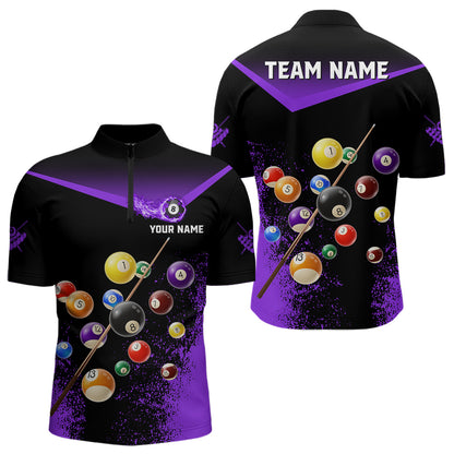 Personalized Grunge Purple Black 3D Pool Balls Men Billiard Shirts Custom Billiard Jerseys For Team TDM3513