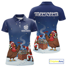 Load image into Gallery viewer, Funny Santa And Turkey Custom Darts Shirt For Women, Christmas Darts Shirt Gift For Darts Lover TDM4912