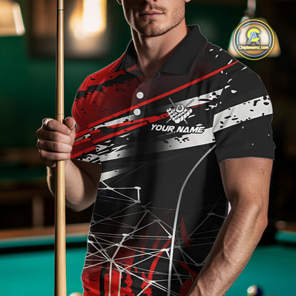 Black And Red 8 Ball Crown Men's Billiard Shirts Custom Billiards Jerseys, Pool League Team Shirts TDM5131