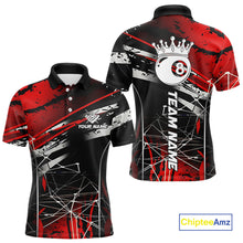 Load image into Gallery viewer, Black And Red 8 Ball Crown Men's Billiard Shirts Custom Billiards Jerseys, Pool League Team Shirts TDM5131