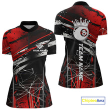 Load image into Gallery viewer, Black And Red 8 Ball Crown Women's Billiard Shirts Custom Billiards Jerseys, Pool League Team Shirts TDM5131