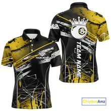 Load image into Gallery viewer, Black And Gold 8 Ball Crown Men's Billiard Shirts Custom Billiards Jerseys, Pool League Team Shirt TDM5132