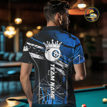 Load image into Gallery viewer, Black And Blue 8 Ball Crown Men's Billiard Shirts Custom Billiards Jerseys, Pool League Team Shirt TDM5133