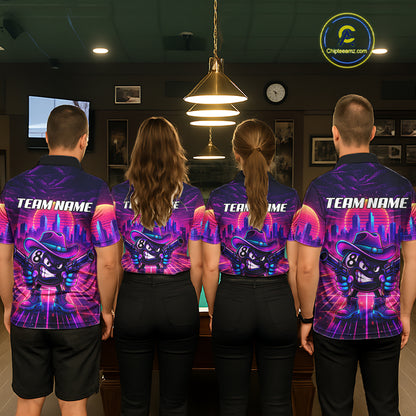 Custom Retro Funny Neon 8 Ball Pool Billiard Shirt For Men, Billiard Team Jersey Polo & 1/4 Zip TDM6219