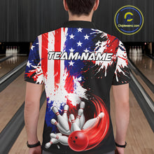 Load image into Gallery viewer, Custom Grunge American Flag Bowling Shirt For Men, Patriotic Bowling Jersey Team Polo &amp; 1/4 Zip TDM6227