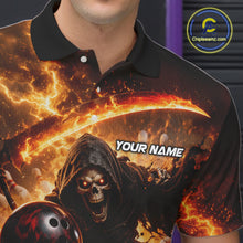 Load image into Gallery viewer, Orange Grim Reaper Fire Smoke Bowling Jersey For Men Custom Bowling Team Shirt Polo &amp; 1/4 Zip TDM6233