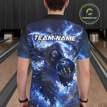 Load image into Gallery viewer, Blue Grim Reaper Fire Smoke Bowling Jersey For Men Custom Bowling Team Shirt Polo &amp; 1/4 Zip TDM6234
