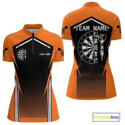 Orange Sport Style Dart Arrows Dart Polo & 1/4 Zip Shirts For Women, Dart Jerseys NYN0059