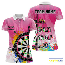 Load image into Gallery viewer, Funny Dartboards Colorful Paint Aim Shoot Swear Repeat Custom Women Darts Shirt, Dart Jerseys |Pink TDM4115