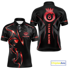 Load image into Gallery viewer, Customized 8 Ball Pool Crown Men Billiard Shirts, Red And Black Billiard Team Shirt Pool Jerseys TDM4728