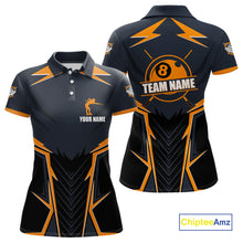 Load image into Gallery viewer, Billiard Jerseys For Women Custom Polo &amp; Quarter-Zip Billiard Team Shirts, 8 Ball Pool Shirt |Orange TDM3829
