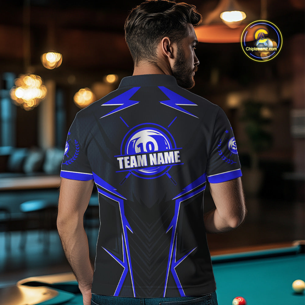 10 Ball Billiard Jerseys For Men Custom Polo & Quarter-Zip Billiard Team Shirt, 10 Ball Pool Shirt TDM3831