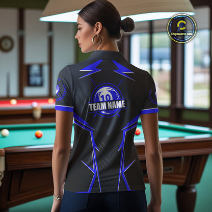 10 Ball Billiard Jerseys For Women Custom Polo & Quarter-Zip Billiard Team Shirt, 10 Ball Pool Shirt TDM3831