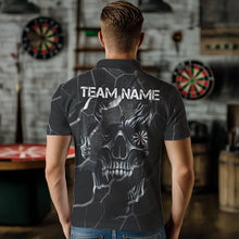 Load image into Gallery viewer, Personalized Skull Black Grunge Darts Polo And Quarter-Zip Shirts For Men Custom Darts Team Jerseys TDM2430