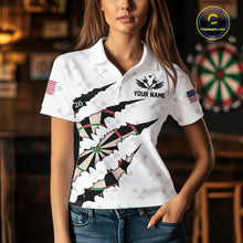 Load image into Gallery viewer, Personalized Scratch Darts Shirt For Women Custom Darts Jersey Team Polo &amp; Quarter Zip |White TDM5867
