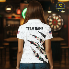 Load image into Gallery viewer, Personalized Scratch Darts Shirt For Women Custom Darts Jersey Team Polo &amp; Quarter Zip |White TDM5867