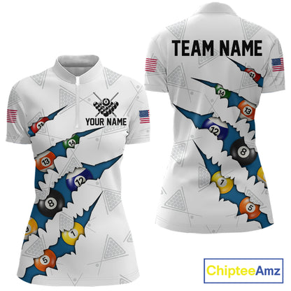 Personalized Scratch 8 Ball Billiard Shirt For Women Custom Pool Jersey, Billiard Team Shirt |Blue TDM5870