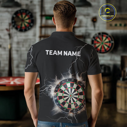 Custom Dartboard Thunder Lightning Dart Shirts For Men | Darts Polo & 1/4 Zip Team Jerseys TDM3961