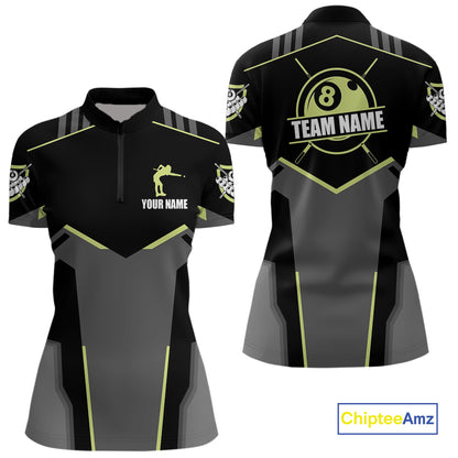 Billiard Jerseys For Women Custom Polo & 1/4 Zip Billiard Shirt, Team Pooler Short Sleeve|Green Neon TDM4741