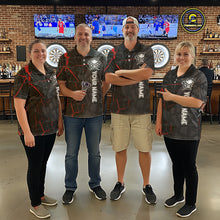 Load image into Gallery viewer, Personalized Skull Black Grunge Darts Polo &amp; Quarter Zip For Men Custom Darts Team Jersey |Red TDM5378