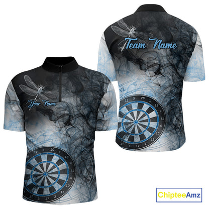 Black And Blue Smoke Dart Shirts For Men Custom Dart Jersey Pocket Option TDM3838