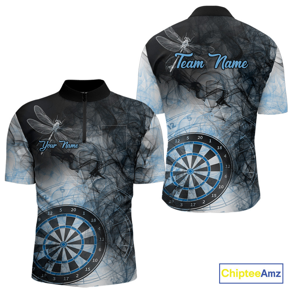 Black And Blue Smoke Dart Shirts For Men Custom Dart Jersey Pocket Option TDM3838