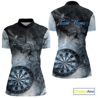 Black And Blue Smoke Dart Shirts For Women Custom Dart Jersey Pocket Option TDM3838