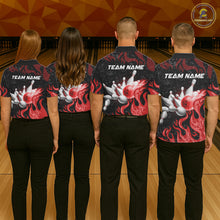 Load image into Gallery viewer, Red Flaming Bowling Jersey For Men Custom Fire Bowling Pin Team Jersey Polo &amp; Quarter Zip Shirts TDM6268