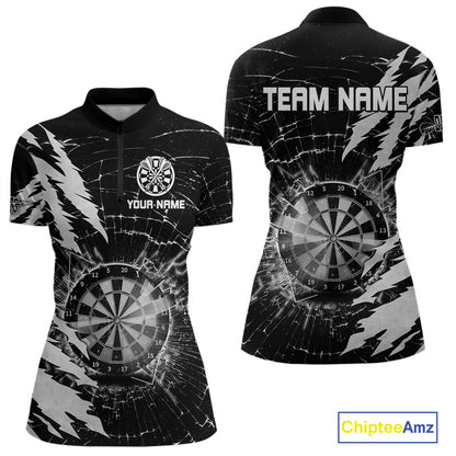 White Black Darts Board Break Glass Custom Dart Shirts For Women, Darts Team Shirts Dart Jersey TDM4522