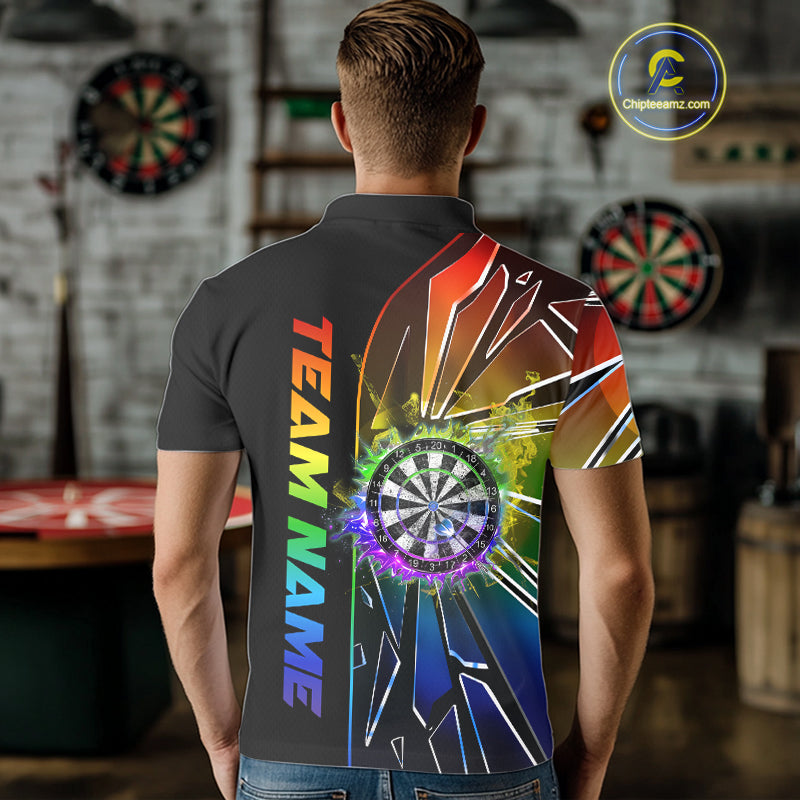 Personalized Rainbow Colorful Break Glass Mens Dart Shirts Custom Darts Jersey Team Polo & 1/4 Zip TDM5158