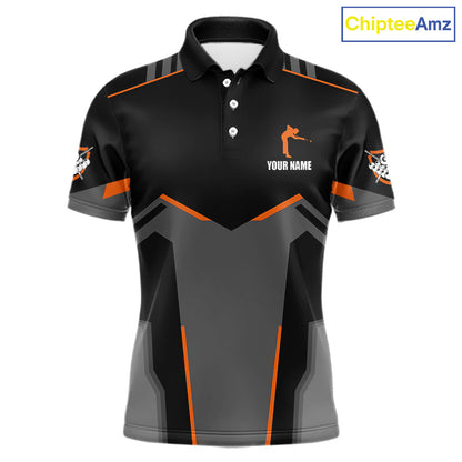 8 Ball Billiard Jerseys For Men Custom Polo & Quarter-Zip Billiard Shirts, Pool Team Shirt|Orange TDM5881