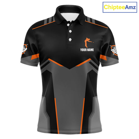 8 Ball Billiard Jerseys For Men Custom Polo & Quarter-Zip Billiard Shirts, Pool Team Shirt|Orange TDM5881