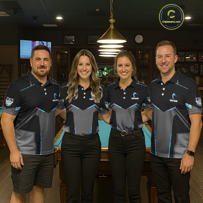 Holographic 8 Ball Billiard Jersey For Women Custom Polo & 1/4 Zip Billiard Shirts, Pool Team Shirt TDM5882