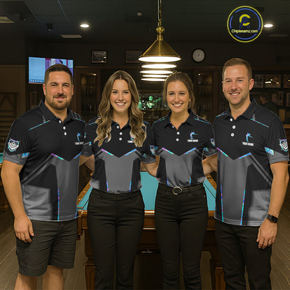Holographic 8 Ball Billiard Jersey For Women Custom Polo & 1/4 Zip Billiard Shirts, Pool Team Shirt TDM5882