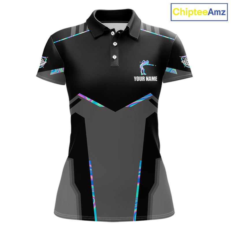 Holographic 8 Ball Billiard Jersey For Women Custom Polo & 1/4 Zip Billiard Shirts, Pool Team Shirt TDM5882