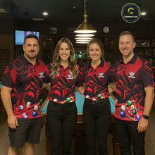 Load image into Gallery viewer, Red 8 Ball Billiard Shirt For Men Custom Billiard Tournament Pool Team Jersey Polo &amp; 1/4 Zip TDM6025