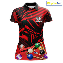 Load image into Gallery viewer, Red 8 Ball Billiard Shirt For Women Custom Billiard Tournament Pool Team Jersey Polo &amp; 1/4 Zip TDM6025