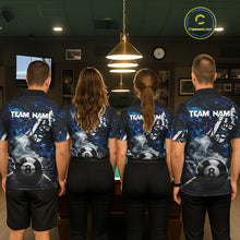 Load image into Gallery viewer, Custom Blue Camo 8 Ball Pool Smoke Billiard Shirt For Men, Billiard Team Jersey Polo &amp; 1/4 Zip TDM6031