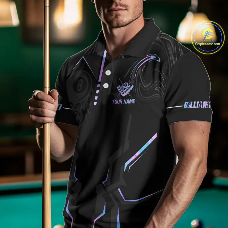 Customized 8 Ball Pool Crown Men's Billiard Shirts, Holographic Billiard Team Shirts, Pool Jerseys TDM5400
