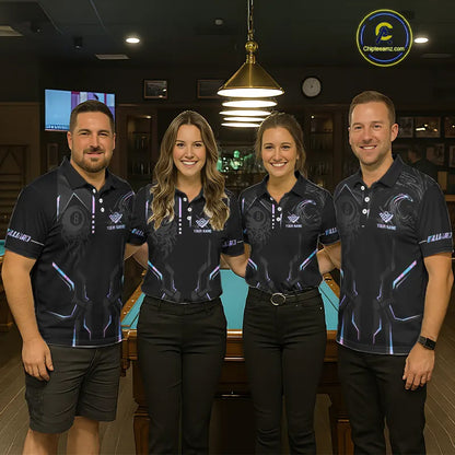 Customized 8 Ball Pool Crown Women's Billiard Shirts, Holographic Billiard Team Shirts, Pool Jerseys TDM5400