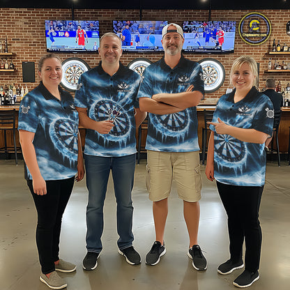 Personalized Blue Dartboard Icy Darts Shirt For Women Custom Darts Jersey Team Polo & 1/4 Zip TDM5682